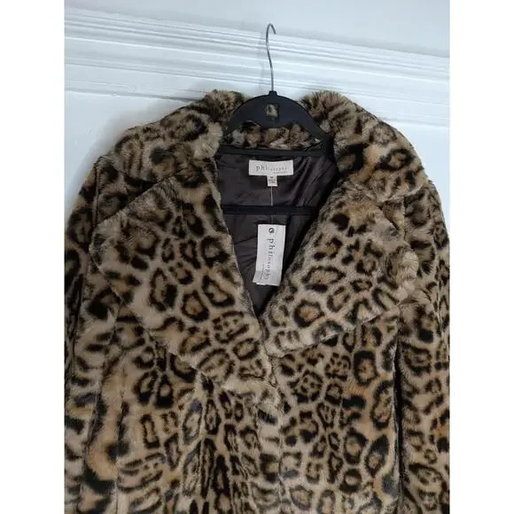 Philosophy Republic Clothing Jacket Womens Medium Brown Leopard Faux Fur - Picture 2 of 7